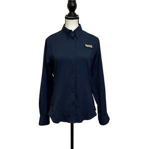 Columbia PFG Women’s Vented Fishing Shirt Navy Blue Long Sleeve Small